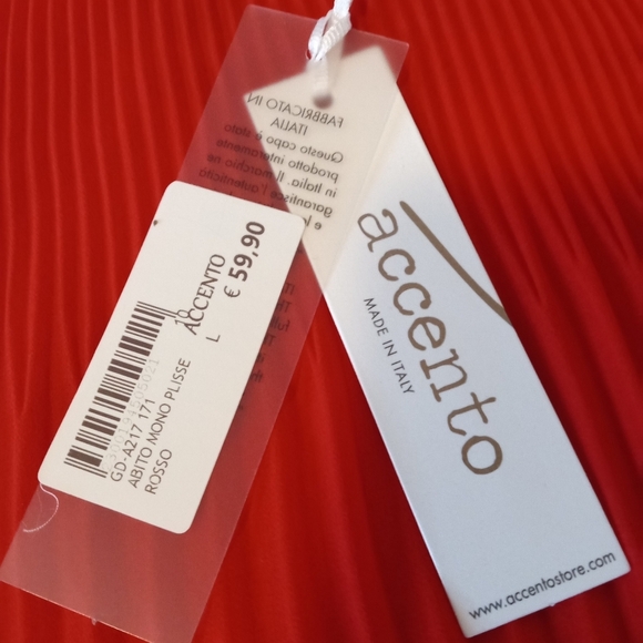 🆕 Red Accento NWT abito mono plisse sheath dress in Red. Size MEDIUM - Picture 10 of 11